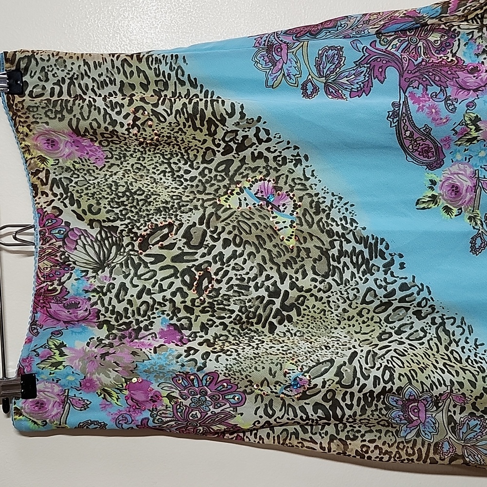 Marisol Y2K Cheetah Butterfly Tiered Midi Skirt Womens XL - Picture 2 of 7